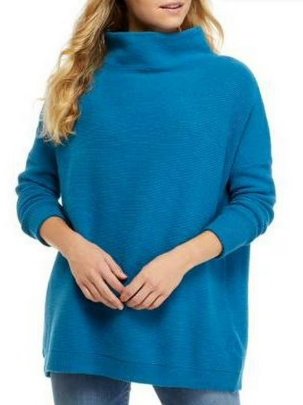 NWT Free People Ottoman Sleeve Slouchy Ribbed Tunic Sweater Tropical Bay Sz XL